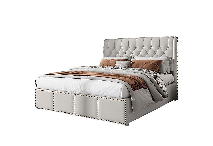REDOM Polsterbett Doppelbett (140 x 200 cm, ohne Matratze), mit Hydraulikhe günstig online kaufen