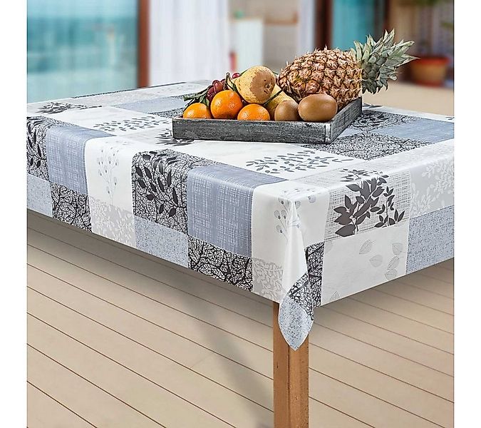 laro Tischdecke Wachstuch-Tischdecken Abwaschbar Blumen Grau. Weiß. Schwarz günstig online kaufen