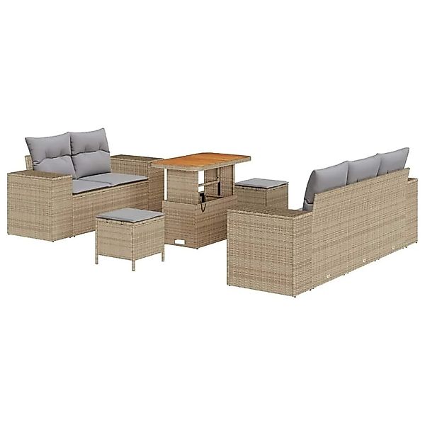 vidaXL Gartensofa-set mit Kissen 8-Tlg Beige und Hellgrau Poly-Rattan 33639 günstig online kaufen