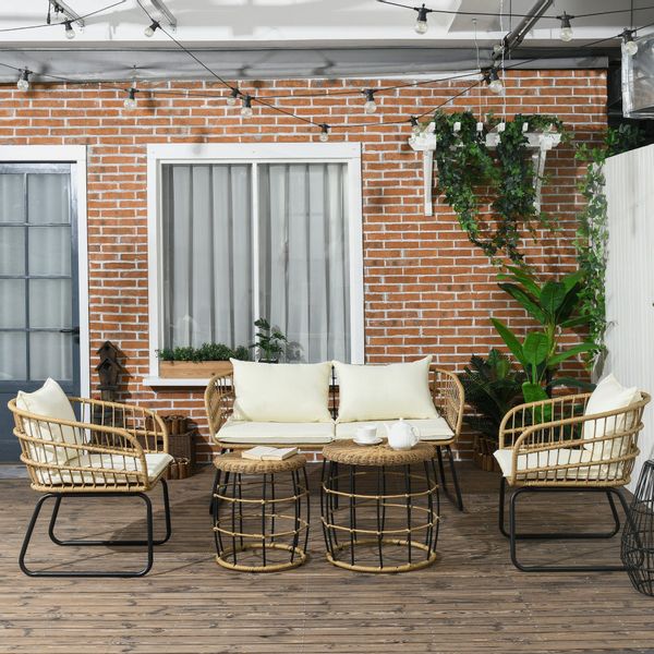 Outsunny Sitzgruppe Rattan Gartenmöbel-Set mit 2 günstig online kaufen