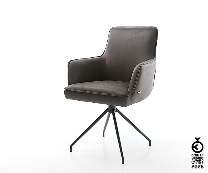 Drehstuhl Heira-Flex mit Armlehnen Mikrofaser Anthrazit Vintage Kreuzgestel günstig online kaufen