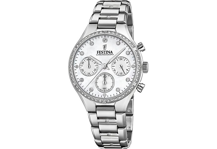 Festina Chronograph für Damen F20401/1 – Weißes Zifferblatt, Edelstahlarmba günstig online kaufen