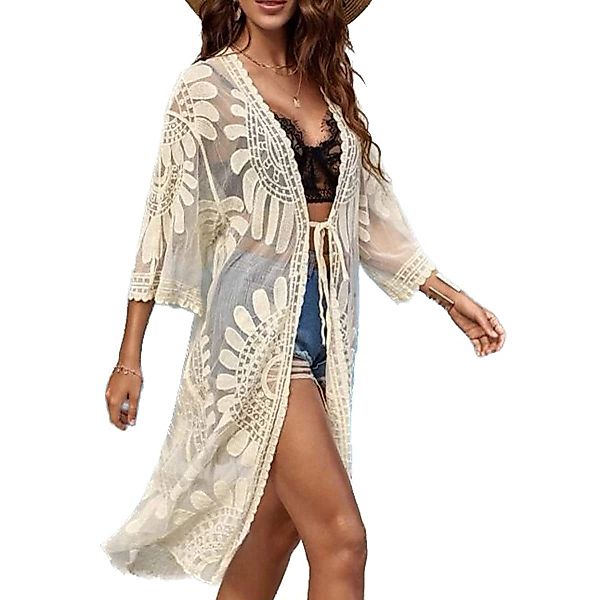 RWEUOQ Strandkleid Kimono Sommerkleid Damen Boho günstig online kaufen
