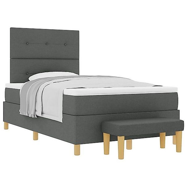 vidaXL Bett Boxspringbett mit Matratze & Bank Dunkelgrau 120x190 cm Stoff ( günstig online kaufen