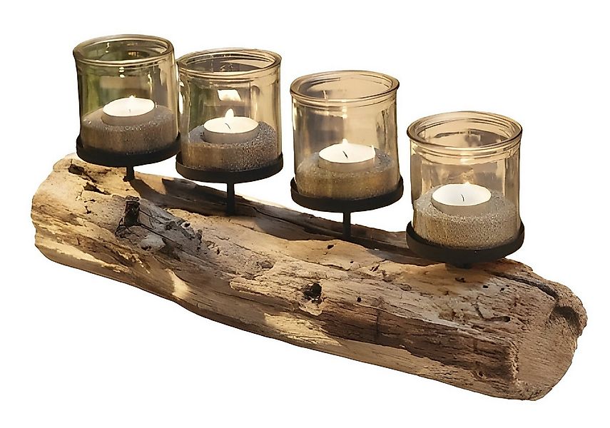 Dekoleidenschaft Kerzenhalter "Rustikal" aus verwittertem Holz, Unikat, 49 günstig online kaufen