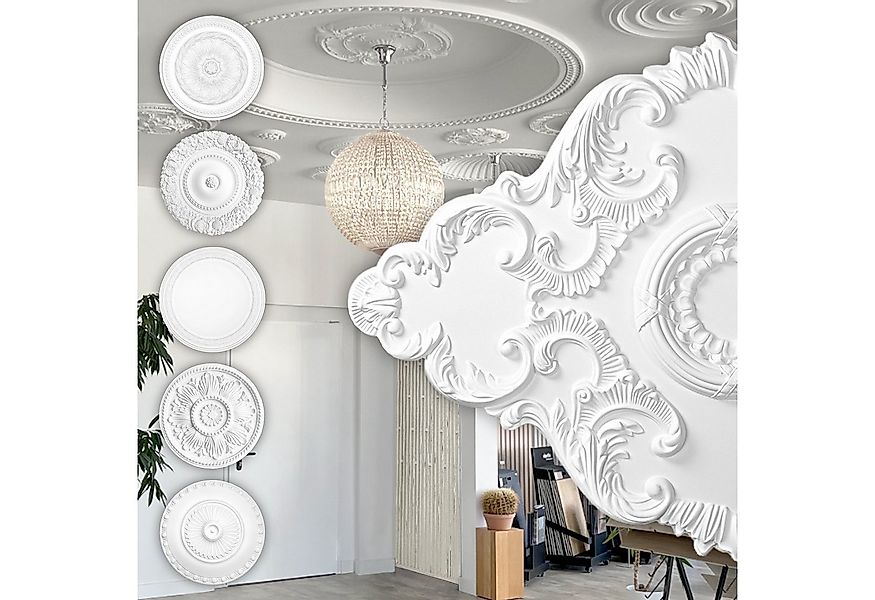 Hexim Perfect Wanddekoobjekt B2023 (Stuckrosette aus PU hartschaum, weiß, Z günstig online kaufen