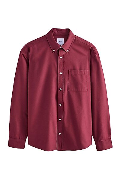 Next Langarmhemd Angerautes, langärmeliges Oxford-Hemd (1-tlg) günstig online kaufen