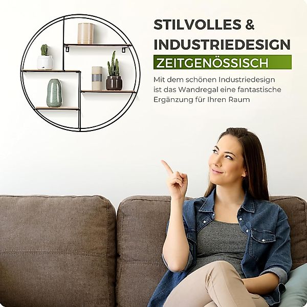 Holz Lichter Wandregal Wandregal rund, Bücherregal, günstig online kaufen