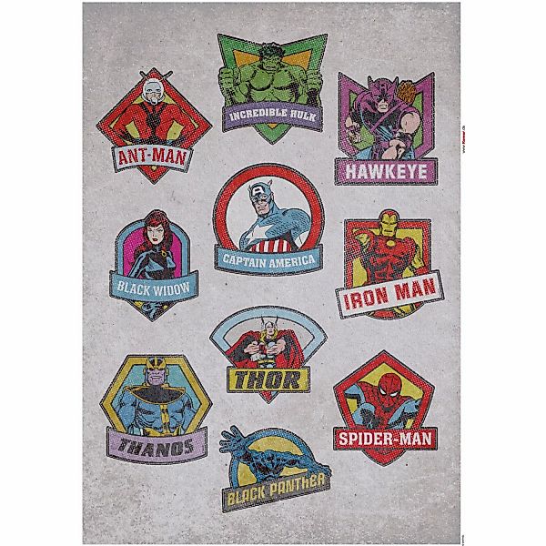 Komar Deko-Sticker Avengers Badges 50 x 70 cm gerollt günstig online kaufen