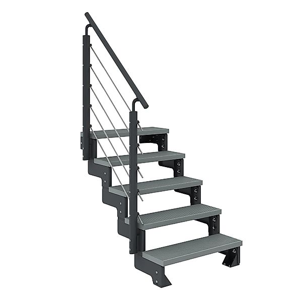 Dolle Außentreppe Gardentop Anthrazit 5 Stufen 100 cm Grau inkl. Geländer günstig online kaufen
