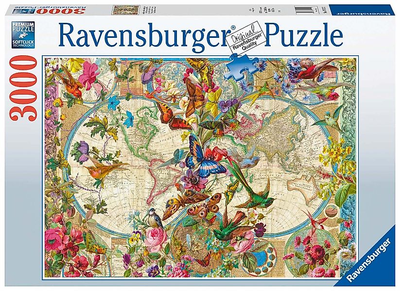 Ravensburger Puzzle Weltkarte mit Schmetterlingen, 3000 günstig online kaufen