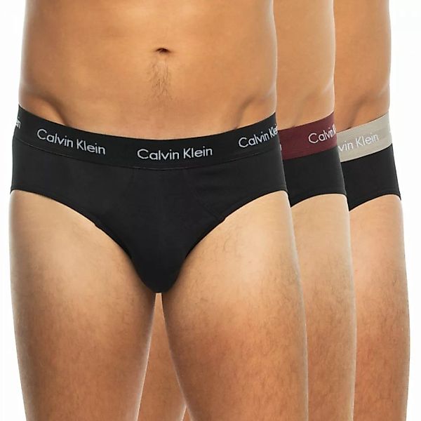 Calvin Klein 3-er Set Slips Schwarz mit verschiedenfarbigen Webbund günstig online kaufen