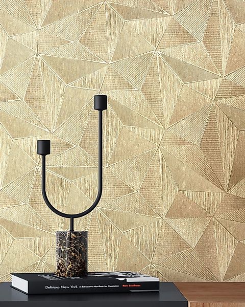 Newroom Vliestapete, Gold Tapete Glamour Glänzend - Metallic 3D-Optik Matte günstig online kaufen