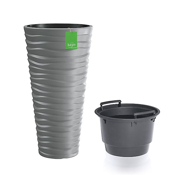 KAGM Pflanzkübel Blumenkübel Pflanzgefäß Wellen-Design 3D-Effekt (inkl. Pfl günstig online kaufen