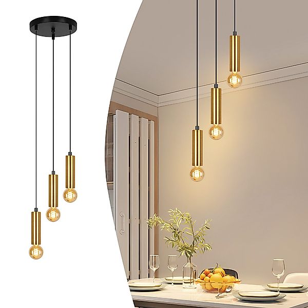 ZMH Pendelleuchte Esszimmer Gold 3 Flammig günstig online kaufen