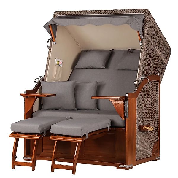 bene,iving Strandkorb Komplettset Schaalsee Mahagoni PE grau Modell 551 günstig online kaufen