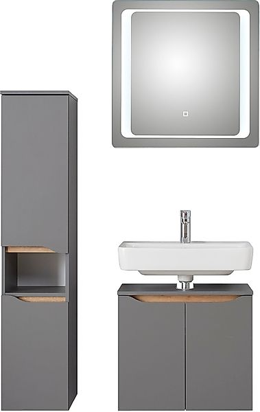 Saphir Badmöbel-Set »Quickset 3-teilig, Waschbeckenunterschrank mit LED-Spi günstig online kaufen
