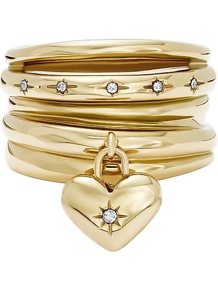 Fossil Fingerring Fossil Damen-Damenring Edelstahl Glasstein, Glasstein günstig online kaufen