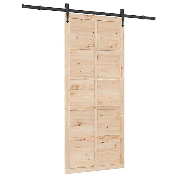 vidaXL Schiebetür Braun 90 x 208 cm Massivholz Kiefer 3381187 günstig online kaufen