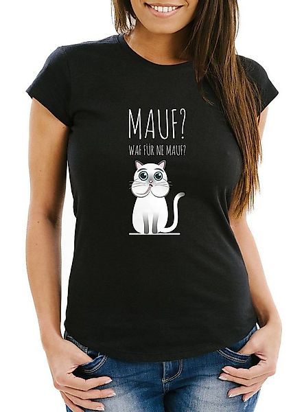 MoonWorks Print-Shirt Damen T-Shirt Mauf? waf für ne mauf? lustiges Spruch günstig online kaufen
