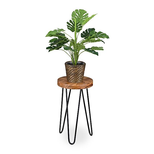 relaxdays Blumenhocker Retro Blumenhocker aus Akazie günstig online kaufen