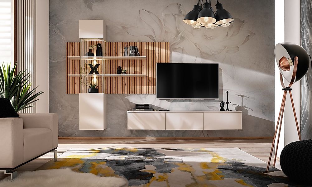 ASM-Moebel Wohnwand Wohnzimmer Schrankwand GUSTO LUX günstig online kaufen