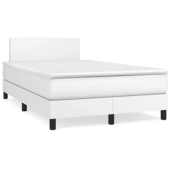 vidaXL Boxspringbett mit Matratze Weiß 120x200 cm Kunstleder1389716 günstig online kaufen