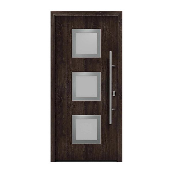 EcoStar Haustür Isopro IP 810S Eiche Dunkel 110 cm x 210 cm DIN R günstig online kaufen