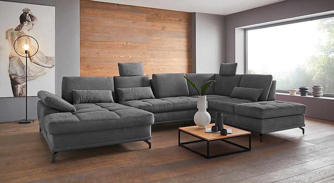 PLACES OF STYLE Wohnlandschaft "Costello U-Form, B: 363 cm mit Sitztiefen-, günstig online kaufen