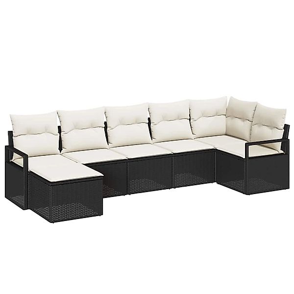 vidaXL Garten-Sofa-Set 7-Tlg Schwarz Poly Rattan 3346467 günstig online kaufen