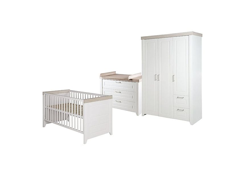 roba® Babyzimmer-Komplettset Felicia, Gitterbett, Wickelkommode, 3-türiger günstig online kaufen