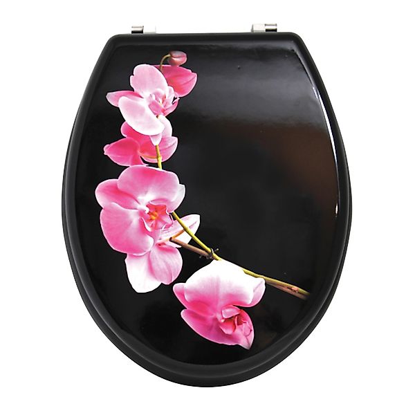 MSV WC-Sitz Lanyu MDF 42,5 cm x 36,5 cm x 5 cm Schwarz-Pink günstig online kaufen