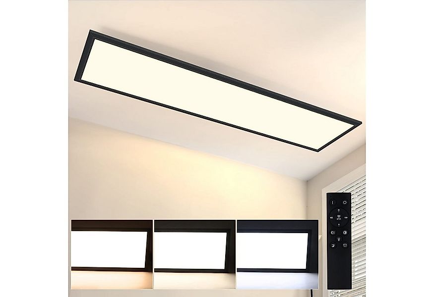 Nettlife LED Panel Deckenleuchte Schwarz Dimmbar -120 x 30 cm flaches, LED günstig online kaufen