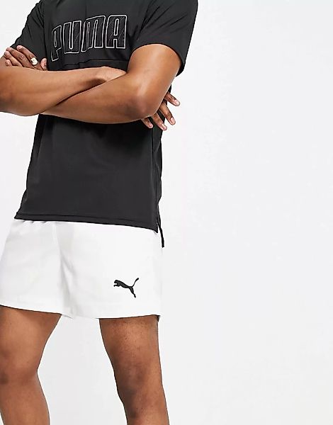 PUMA – Essentials – Gewebte Shorts in Weiß mit Logo, 5 Zoll günstig online kaufen