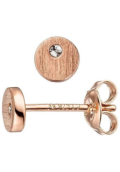 JOBO Paar Ohrstecker, rund 925 Silber roségold vergoldet mit Zirkonia günstig online kaufen
