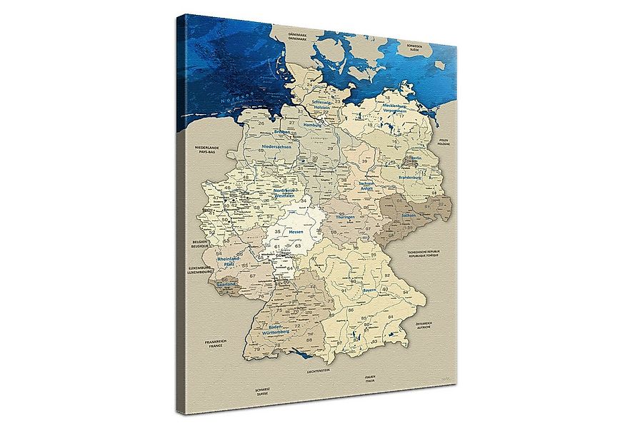 LANA KK Leinwandbild Deutschlandkarte Pinnwand zum markieren von Reiseziele günstig online kaufen