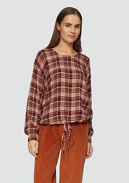 s.Oliver Langarmbluse Strukturierte Karo-Bluse aus Viskosemix günstig online kaufen