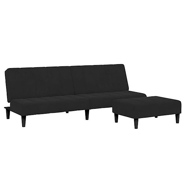 vidaXL Sofa Schlafsofa 2-Sitzer mit Fußhocker Schwarz Samt günstig online kaufen