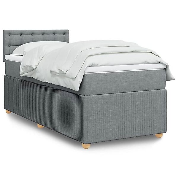 vidaXL Boxspringbett, Boxspringbett mit Matratze Hellgrau 80x200 cm Stoff günstig online kaufen