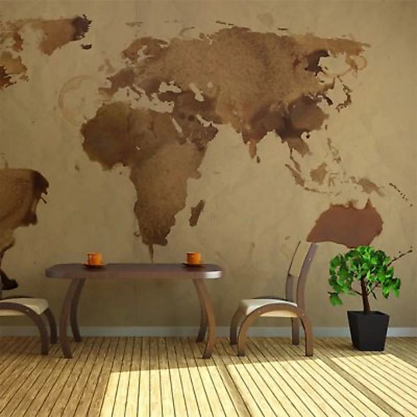 artgeist Fototapete Tee - Weltkarte beige/braun Gr. 450 x 270 günstig online kaufen
