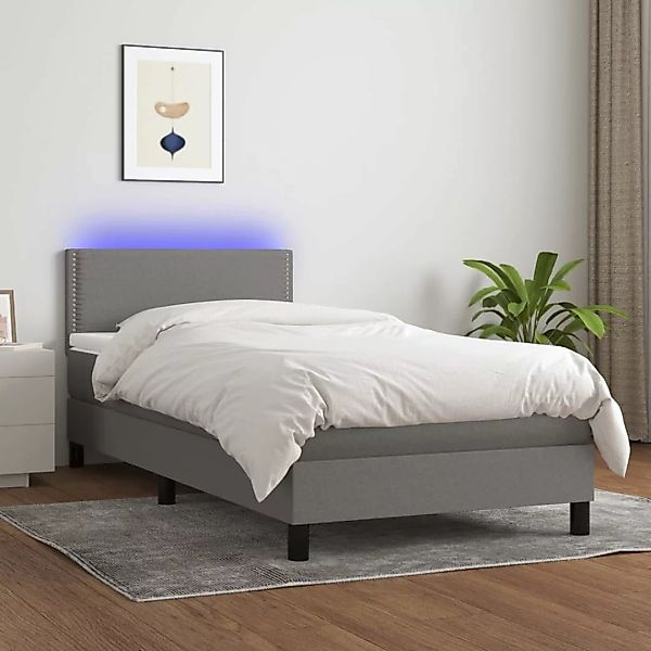 Vidaxl Boxspringbett Mit Matratze & Led Dunkelgrau 100x200 Cm Stoff günstig online kaufen