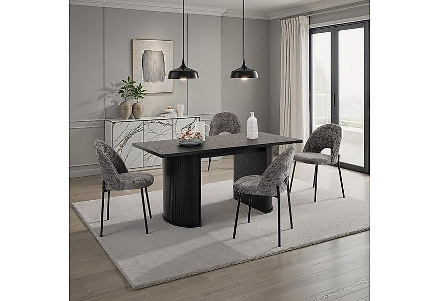 IDIMEX Essgruppe GUARDA, Essgruppe 4 Stühle und Esstisch Rillenoptik schwar günstig online kaufen