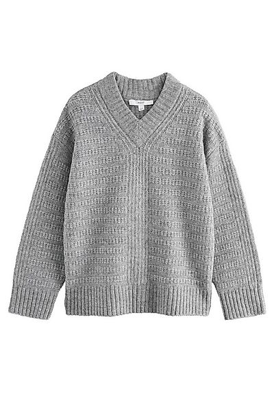 Next V-Ausschnitt-Pullover Gerippter, langer Pullover mit V-Ausschnitt (1-t günstig online kaufen