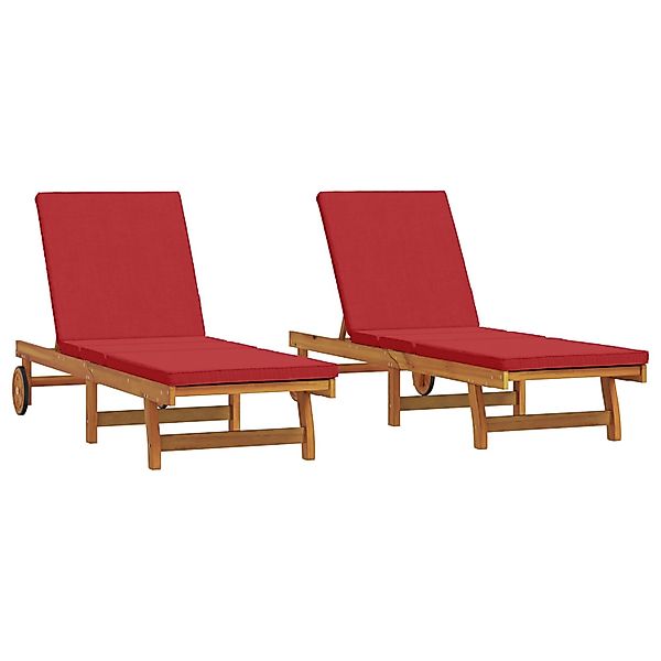 vidaXL Sonnenliegen 2 Stk mit Rädern und Kissen Massivholz Akazie 3325198 günstig online kaufen
