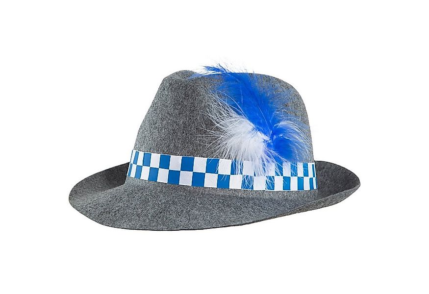 dressforfun Kostüm Grauer Trachtenhut blau-weiß, Trachtenhut aus Filz günstig online kaufen