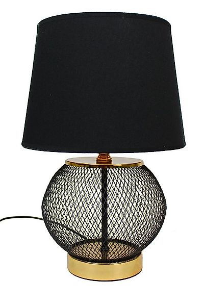 Arnusa Tischleuchte Tischlampe rund Metall, schwarz gold mit schwarzem Schi günstig online kaufen