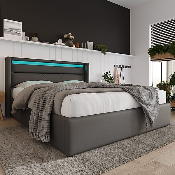 STILVORA Polsterbett Jugendbett 140x200 mit LED,Stauraumbett günstig online kaufen