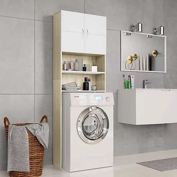 Waschmaschinenschrank Weiß Sonoma-eiche 64ã25,5ã190 Cm günstig online kaufen
