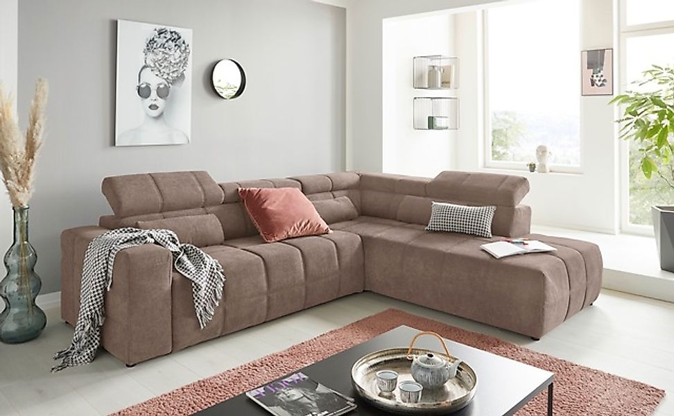 DOMO collection Ecksofa »Brandon L-Form, auch in Leder«, inklusive Kopfteil günstig online kaufen