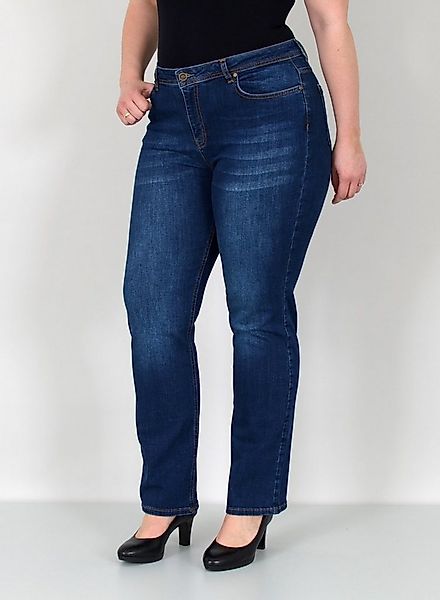 ESRA Straight-Jeans Damen Jeanshose Gerader Schnitt Stretch Hose hoher Bund günstig online kaufen